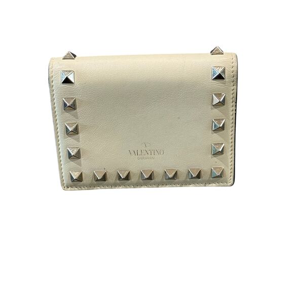 Valentino Garavani Rockstud wallet*calfskin -Palladium-finish studs*Box and Tags - Picture 1 of 15